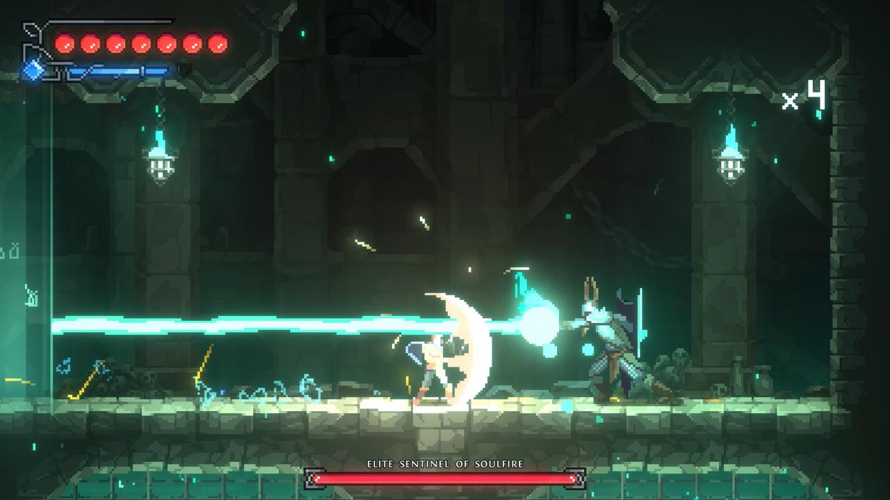 Divinum pixel-art environment with layered background scenery